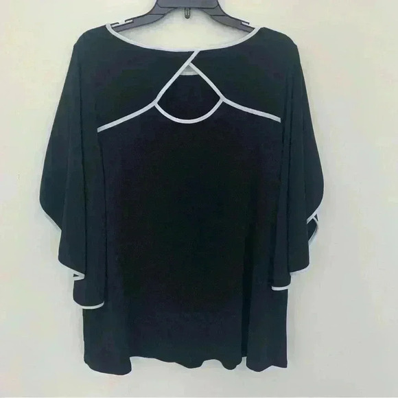 IC by Connie K Contrast Slit Sleeve Key Hole Back Blouse Flowy Stretchy Large - Picture 5 of 12